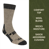 Gray and black sock with text on a green background