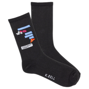K.Bell Women's Drunk Food Text Crew Socks