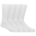 Four pairs of white Dr. Scholl's crew socks for men.