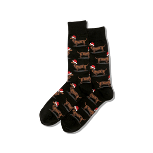 HOTSOX Men's Christmas Dachshunds Crew Socks