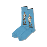 Blue socks with statues of David on a dark gray background thumbnail