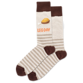 Striped socks with 'LEG DAY' and a dumbbell graphic on a white background