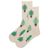 HOTSOX Women's Shiny Potted Christmas Tree Crew Sock