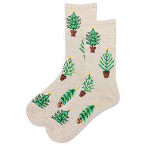 HOTSOX Women's Shiny Potted Christmas Tree Crew Sock