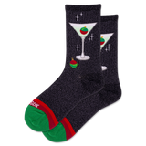 HOTSOX Women's Metallic Martini Crew Sock