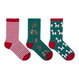 HOTSOX Kid's Holiday Gingerbread, Llamas, Stripe Crew Socks 3 Pair Pack thumbnail
