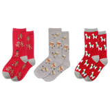 HOTSOX Kid's Holiday Gingerbread, Llamas, Ice Skating Reindeer Crew Socks 3 Pair Pack thumbnail