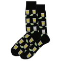 Black socks with lime and tequila pattern on a white background