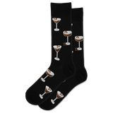 Black socks with martini glass designs on a white background thumbnail