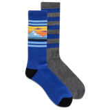 HOTSOX Men's Mountain Stripe Crew Socks 2 Pack