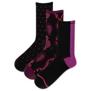 HOTSOX Women's Snake Dot Crew Sock 3 Pack