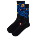 Black socks with a modernized rendition of Van Gog's Starry Night on a white background