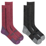 Two pairs of socks, one red and one gray, on a white background thumbnail