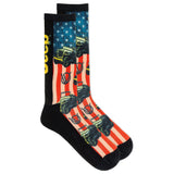 Socks with American flag and vintage Jeep truck design on a white background thumbnail