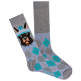 K.Bell Men's Doberman with Golfer Hat Argyle Crew Sock