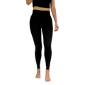 Person wearing black leggings on a white background