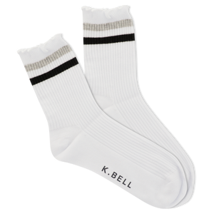 K.Bell Women's Retro Varsity Lettuce Crew Socks