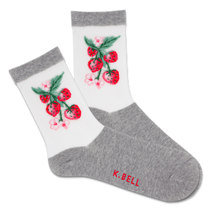 K.Bell Women's Sheer Strawberry Vine Crew Sock