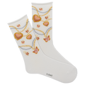 White socks with heart and chain design on a white background, featuring the brand 'k.bell'.