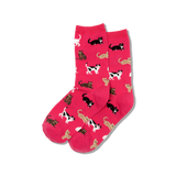 HOTSOX women's red cat socks featuring orange cats, tuxedo cats and calicos.