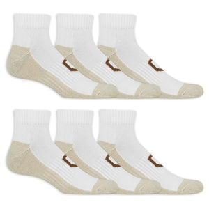 Set of white socks with beige toes and brown Copper Sole logo on a white background