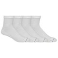Four pairs of white quarter socks displayed side by side.