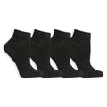 Four pairs of black ankle socks on a white background