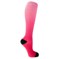 Dr. Scholl's women's compression socks featuring a light to hot pink dip dye color and black accents at the heel and toe.