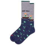 HOTSOX Men's Cat Fish Crew Socks