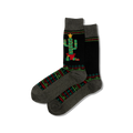 Black HOTSOX Men's Christmas Cactus Crew Socks