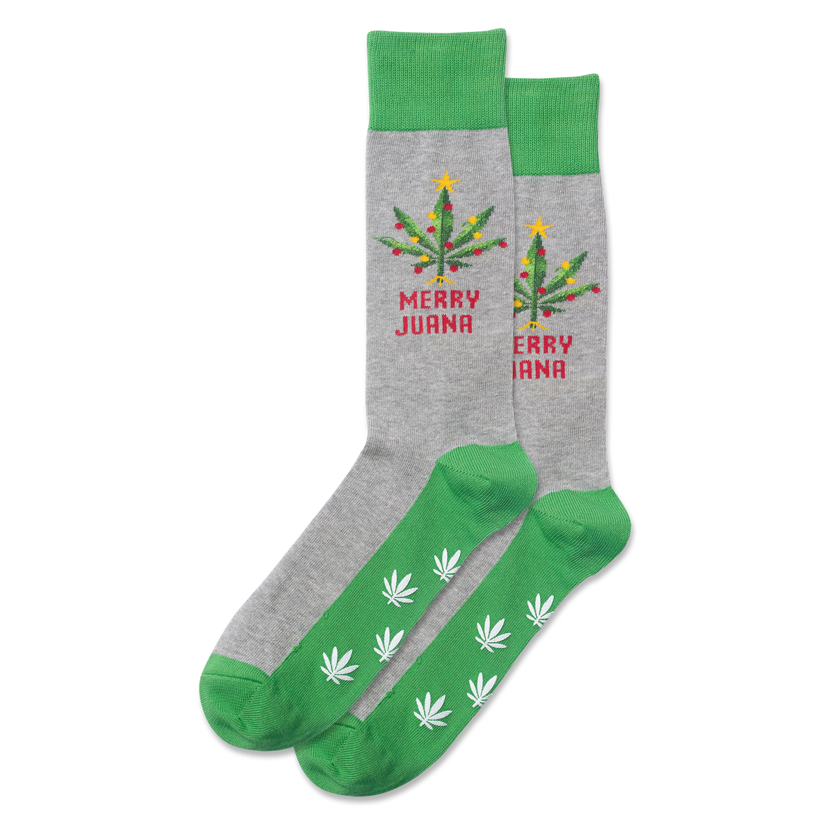 Gray Heather HOTSOX Men's Merry Juana Non Skid Crew Socks