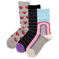 Assorted HOTSOX Kid's Rainbow Heart 3 Pack Crew Socks