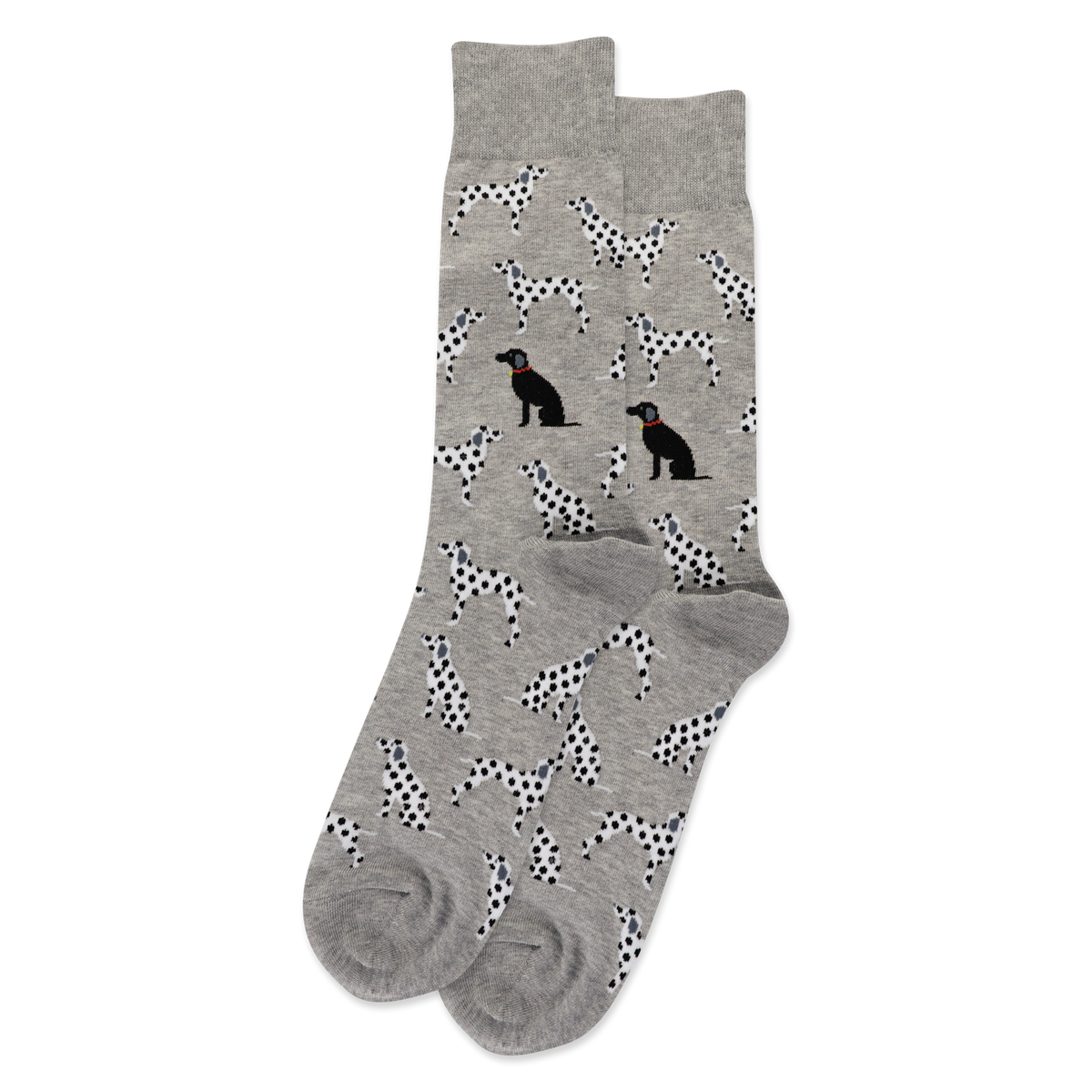 Gray Heather HOTSOX Men's Dalmatians Crew Socks