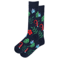 Navy HOTSOX Men's Frog Lizard Leaf Crew Sock