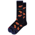 Socks with beaver design and 'Dam It' text on a white background
