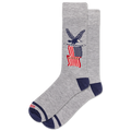 Gray sock with American flag and eagle design on a white background