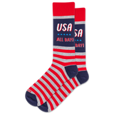 Red, white, and blue socks with 'USA All Day!' text on a white background thumbnail