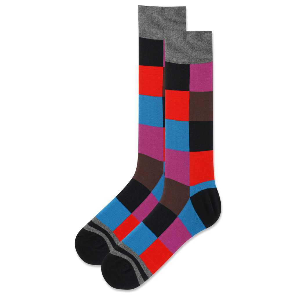 Colorful checkered socks on a white background