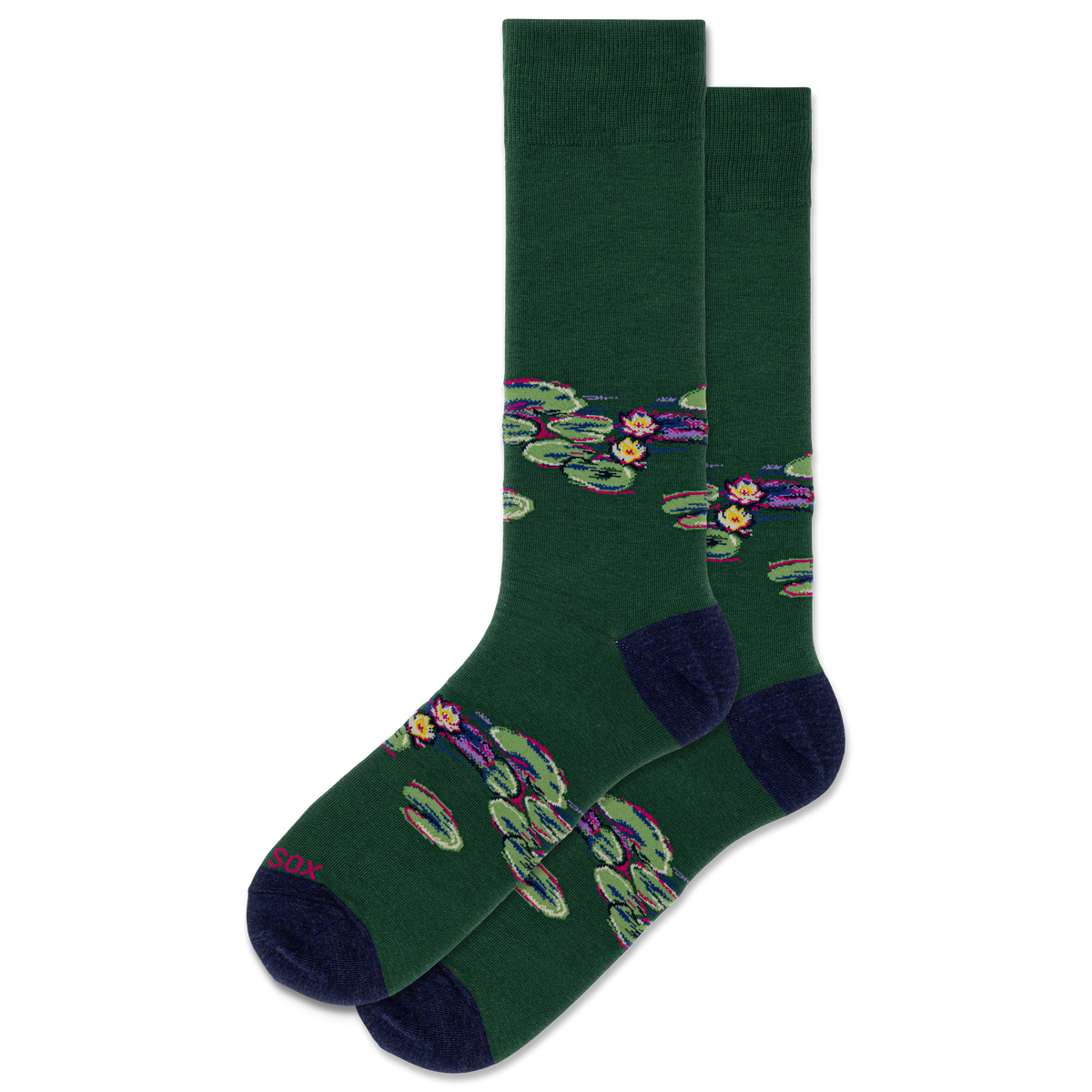Olive HOTSOX Men's Nympheas Crew Socks