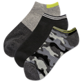 Charcoal HOTSOX Men's Camouflage Low Cut 3 Pack Socks