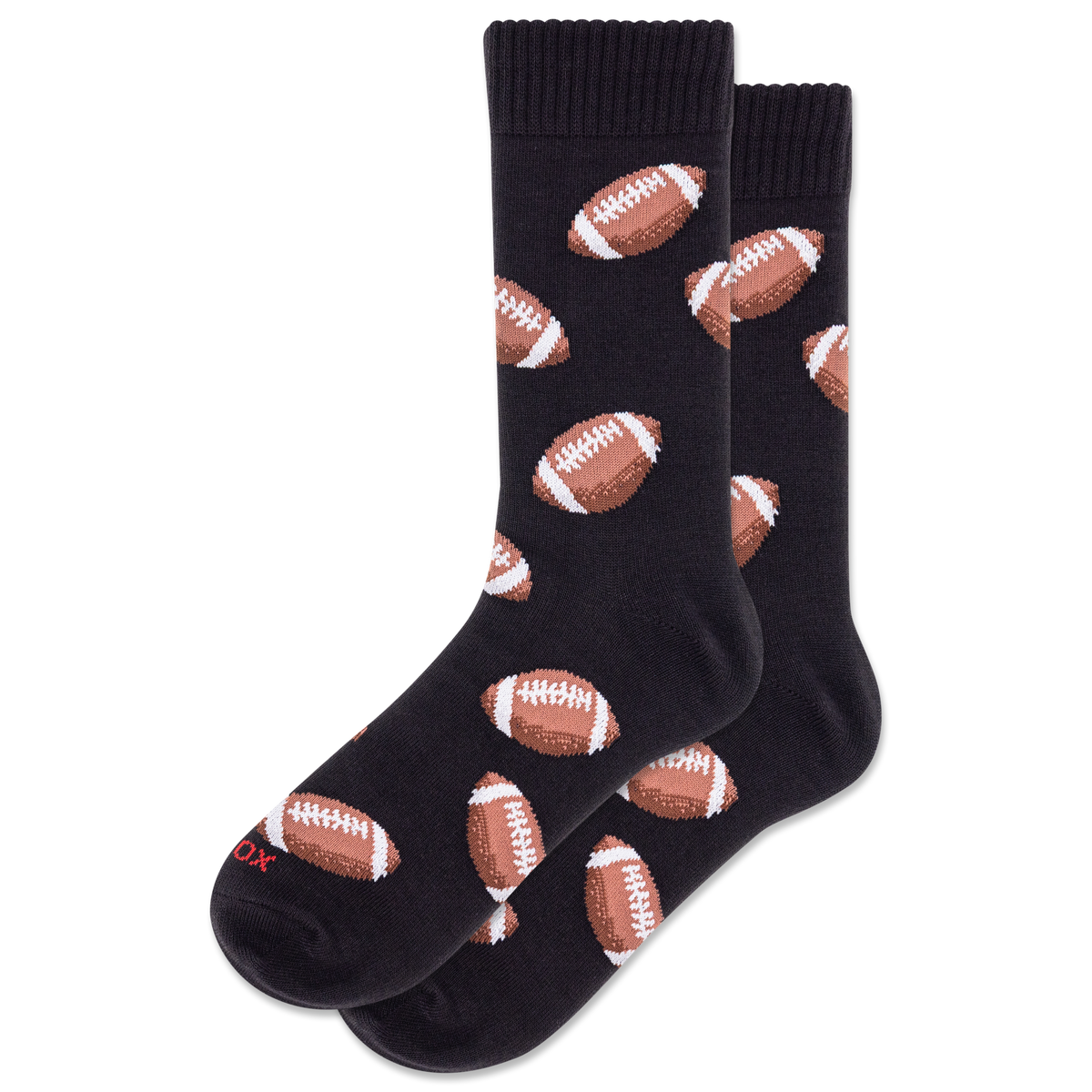 Black socks with football pattern on a white background