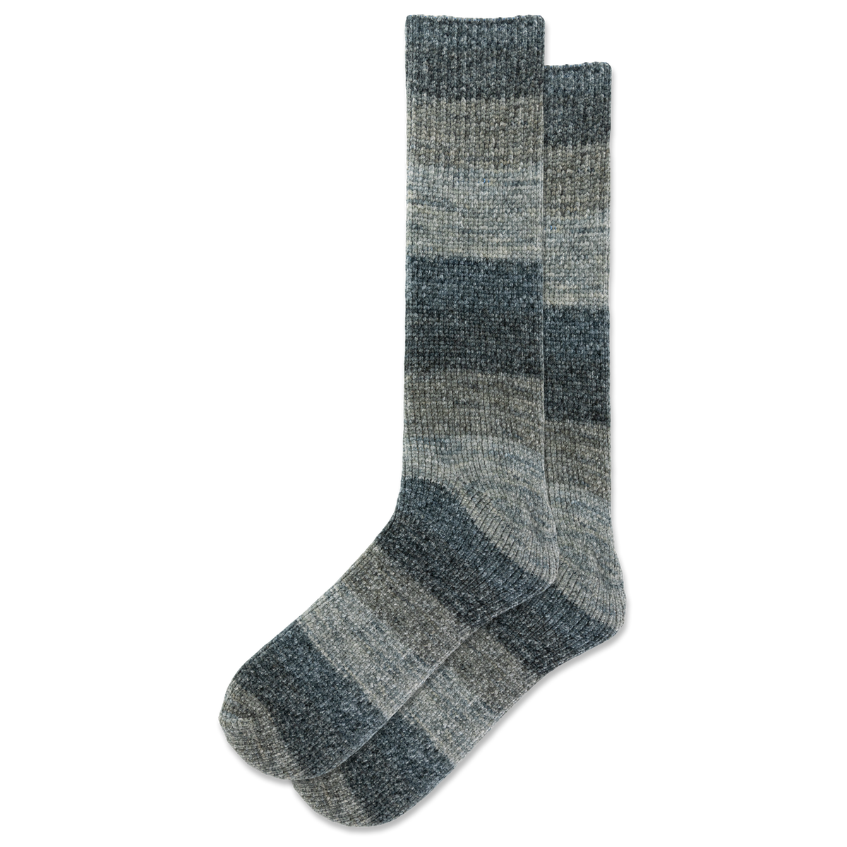 Pair of striped socks on a white background