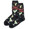 Black HOTSOX Women's Cinco de Drinko Crew Sock