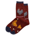 Wine HOTSOX Women's Fuzzy Cooped Up Crew Sock