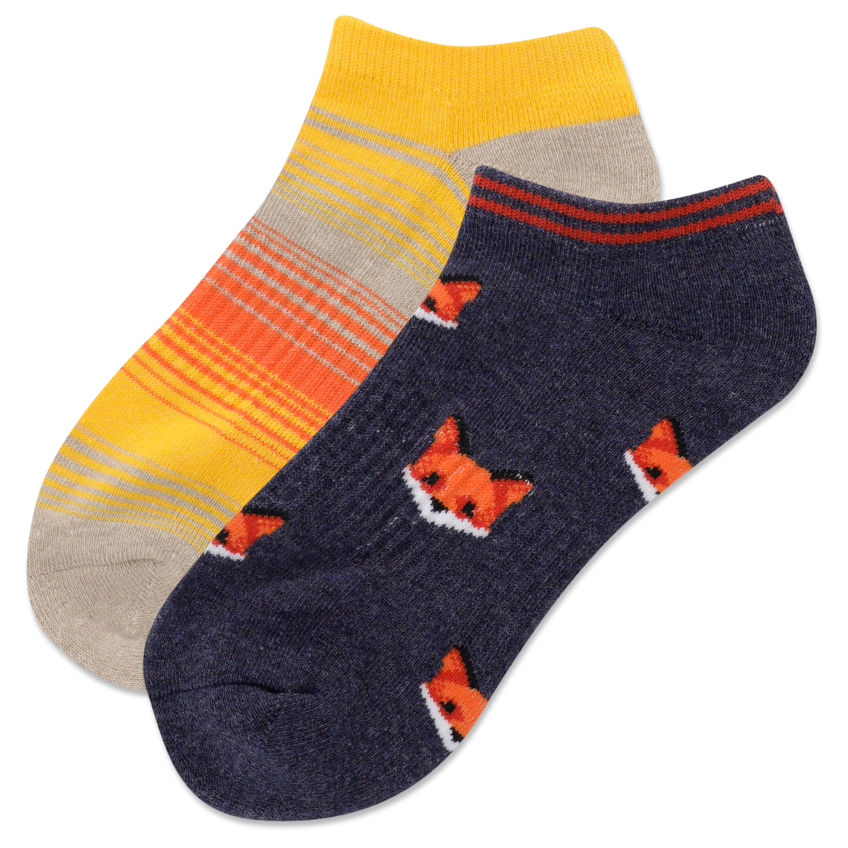 Multi-Colored HOTSOX Women's Fox Head 2 Pack Low Cut Socks