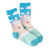 Children's socks with unicorn mermaid design on a white background