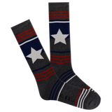 Gray socks with white stars and red and blue stripes on a white background thumbnail