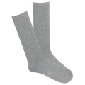 A pair of K.Bell men's classic ribbed crew socks in grey color, featuring a comfortable fit and wide ribbed design.