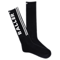 A pair of black crew socks with the word 'Baller' written in white on the side, featuring reflective logo, arch support, and cushioned sole.