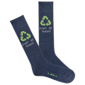 A pair of men's active crew socks with a 'Don't be trashy' message and recycling symbol